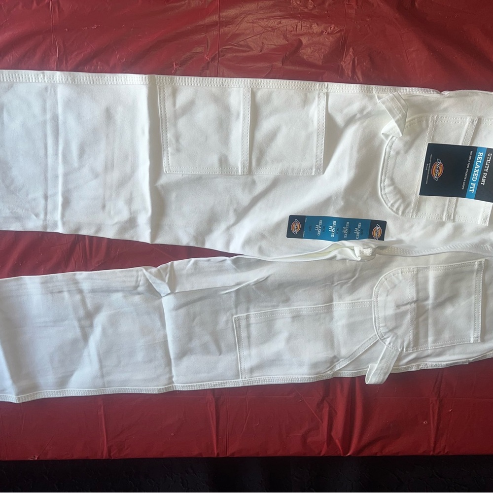 Dickies Utility Pants NWT 29x30 White Relaxed Fit Workwear Carpenter Style - Picture 7 of 7